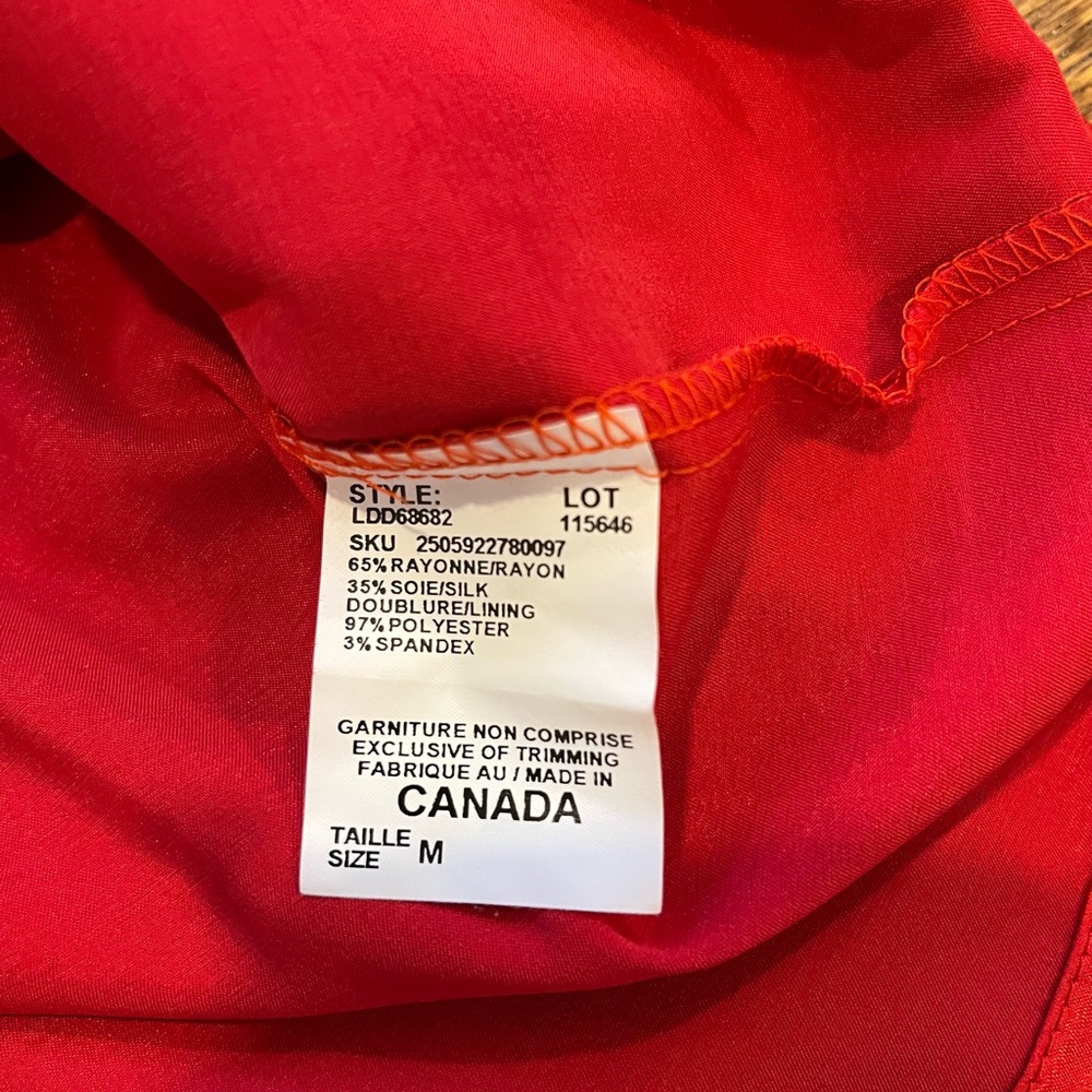 Le Chateau One-Shoulder Black Red Midi Silk Evening Cocktail Prom Formal Dress - Picture 15 of 16